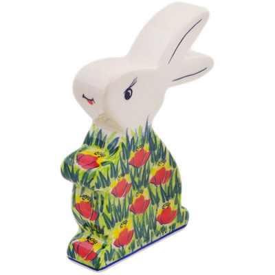 Polish Pottery Bunny Figurine 7&quot; Poppy Fever UNIKAT