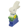 Polish Pottery Bunny Figurine 7&quot; Spring Yellow Tulip UNIKAT