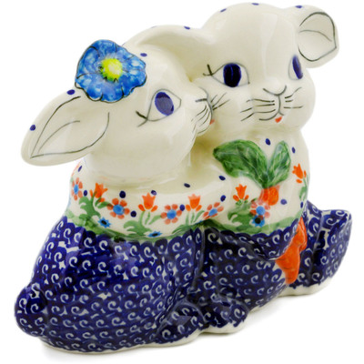 Polish Pottery Bunny Figurine 8&quot; Spring Flowers