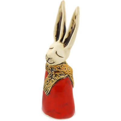 Polish Pottery Bunny Figurine 9&quot; Red