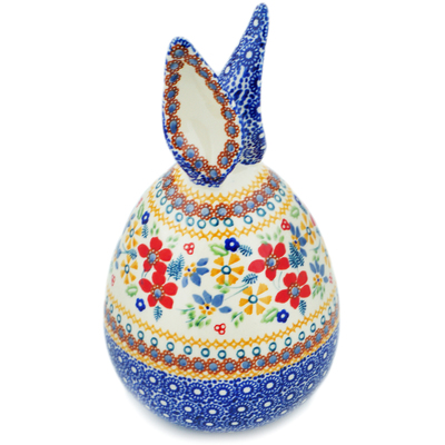 Polish Pottery Bunny Figurine 9&quot; Summer Bouquet UNIKAT