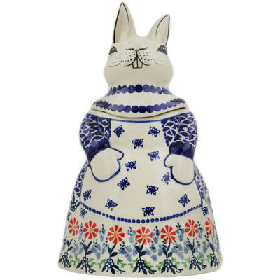 Polish Pottery Bunny Shaped Jar 11&quot; Last Summer Flowers