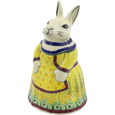 Polish Pottery Bunny Shaped Jar 11&quot; Sunshine Grotto UNIKAT