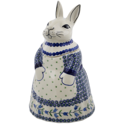 Polish Pottery Bunny Shaped Jar 11&quot; Sweet Dreams