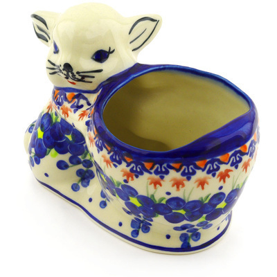 Polish Pottery Bunny Shaped Jar 5&quot; Passion Poppy