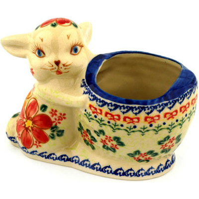 Polish Pottery Bunny Shaped Jar 7&quot; UNIKAT