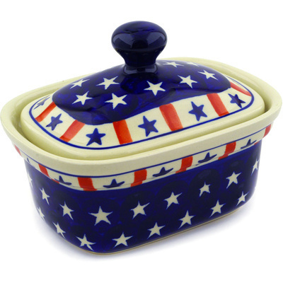 Polish Pottery Butter box Americana