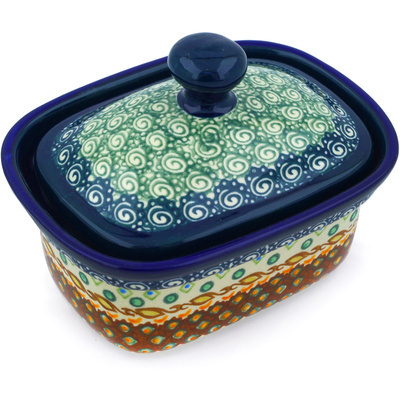 Polish Pottery Butter box Artichoke Heart UNIKAT