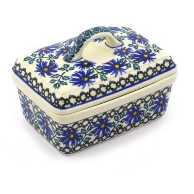 Polish Pottery Butter box Blue Chicory