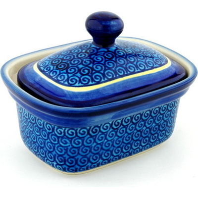 Polish Pottery Butter box Blue Galaxy