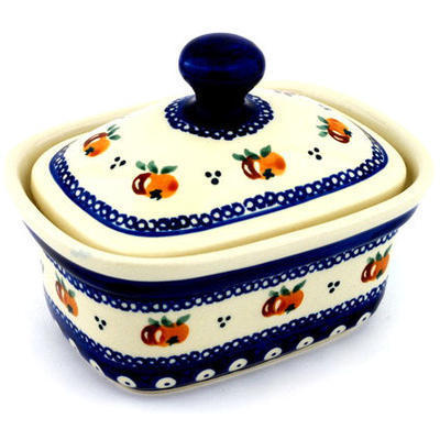 Polish Pottery Butter box Country Apple Peacock