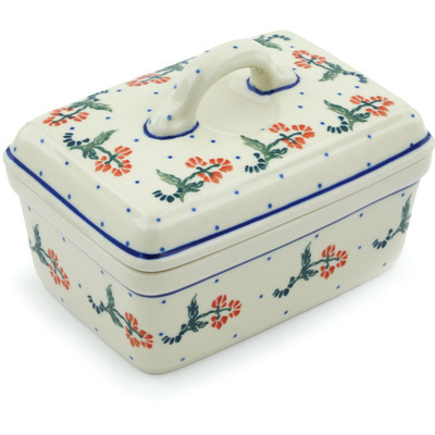 Polish Pottery Butter box Floating Flowers
