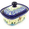 Polish Pottery Butter box Friendly Snowmen