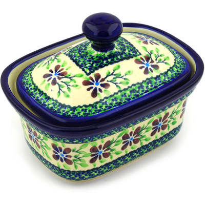 Polish Pottery Butter box Gingham Garden