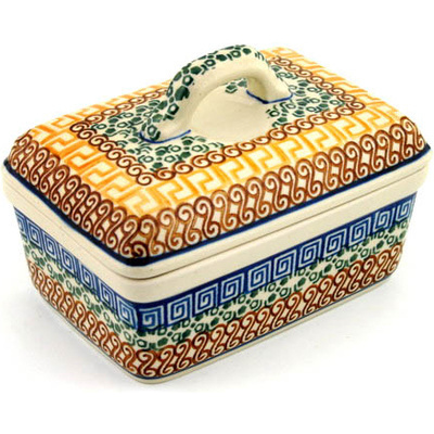 Polish Pottery Butter box Grecian Sea