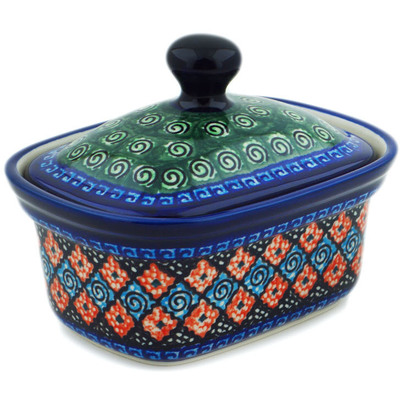 Polish Pottery Butter box Harlequin UNIKAT