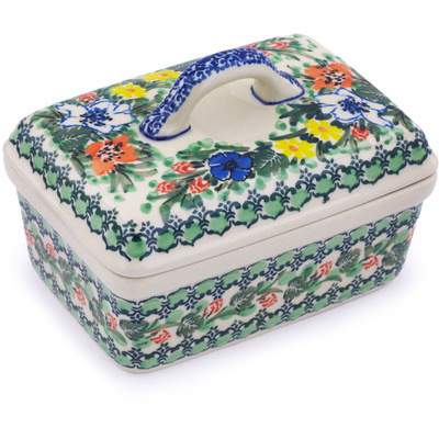 Polish Pottery Butter box Lily Meadow UNIKAT