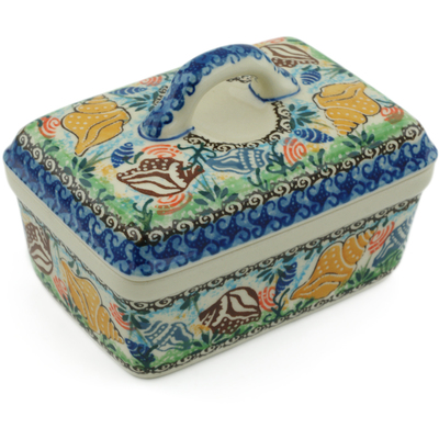 Polish Pottery Butter box Ocean Whisper UNIKAT