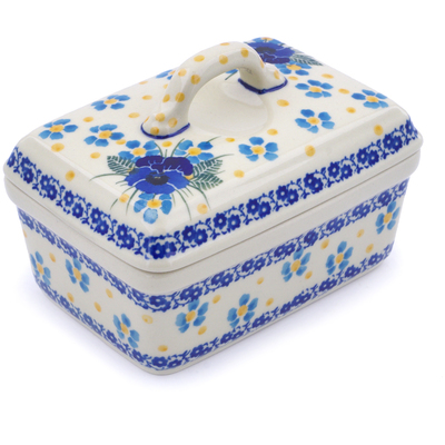 Polish Pottery Butter box Pansy And Violets