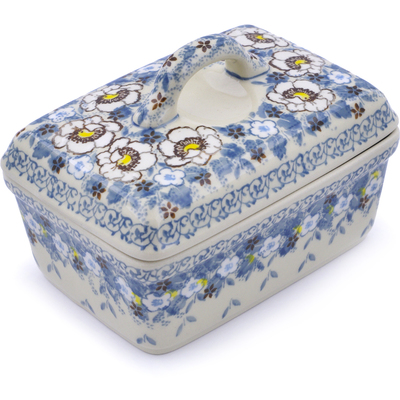 Polish Pottery Butter box Pansy Parade UNIKAT