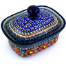 Polish Pottery Butter box Poppies UNIKAT