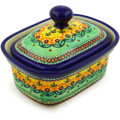 Polish Pottery Butter box Prairie Sunrise UNIKAT