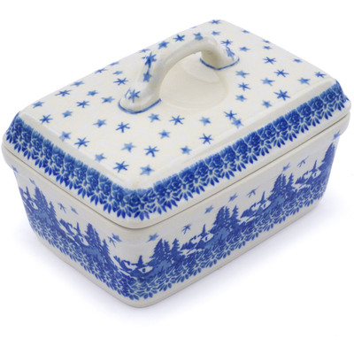 Polish Pottery Butter box Snowy Night