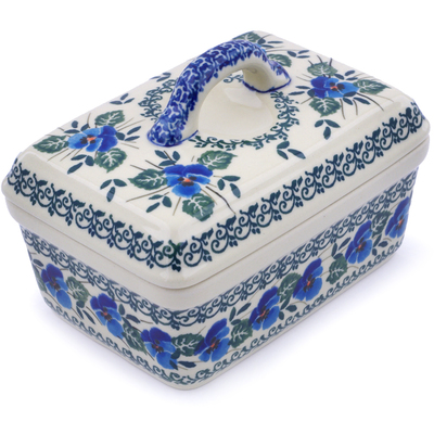 Polish Pottery Butter box Sweet Blue Spring
