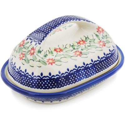 Polish Pottery Butter Dish 3&quot; Elegant Garland