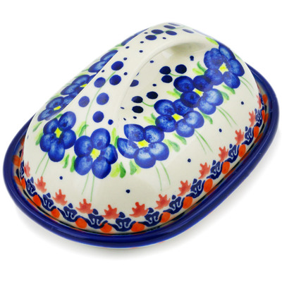 Polish Pottery Butter Dish 3&quot; Passion Poppy