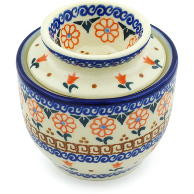 Polish Pottery Butter Dish 4&quot; Amarillo