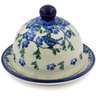Polish Pottery Butter Dish 4&quot; Baby Blue Bird