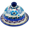 Polish Pottery Butter Dish 4&quot; Blooming Blues