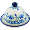 Polish Pottery Butter Dish 4&quot; Blue Grapevine
