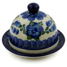 Polish Pottery Butter Dish 4&quot; Blue Poppies