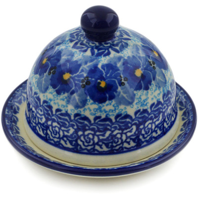 Polish Pottery Butter Dish 4&quot; Deep Winter UNIKAT