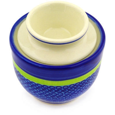 Polish Pottery Butter Dish 4&quot; Midnight Eclipse