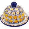Polish Pottery Butter Dish 4&quot; Popcorn Daisies UNIKAT
