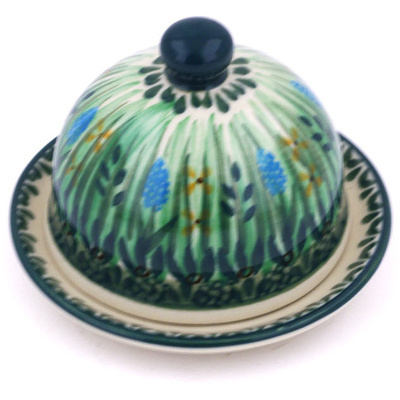 Polish Pottery Butter Dish 4&quot; Prairie Land UNIKAT