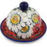 Polish Pottery Butter Dish 4&quot; Sweet Red Petals UNIKAT