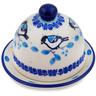 Polish Pottery Butter Dish 4&quot; Winter Sparrow