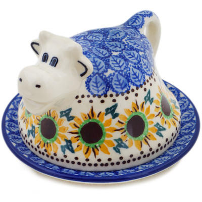 Polish Pottery Butter Dish 5&quot; Golden Autumn UNIKAT