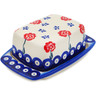 Polish Pottery Butter Dish 6&quot; Blue Eye Spring