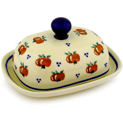 Polish Pottery Butter Dish 6&quot; Country Apple