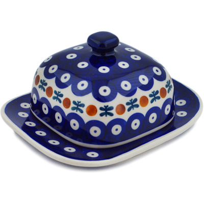 Polish Pottery Butter Dish 6&quot; Mosquito