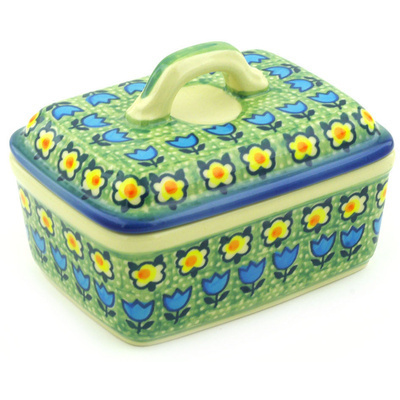 Polish Pottery Butter Dish 6&quot; UNIKAT