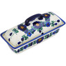 Polish Pottery Butter Dish 6&quot; Vines Of Blue UNIKAT
