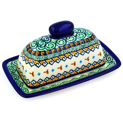 Polish Pottery Butter Dish 7&quot; Albuquerque UNIKAT