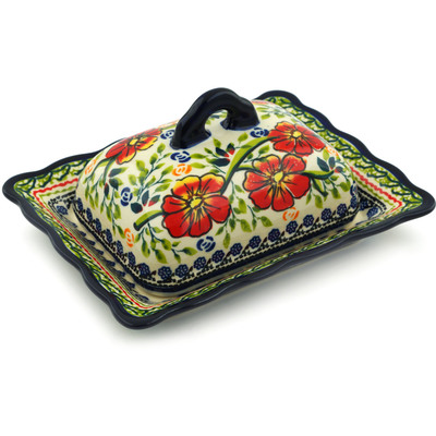 Polish Pottery Butter Dish 7&quot; Amazing Concept UNIKAT