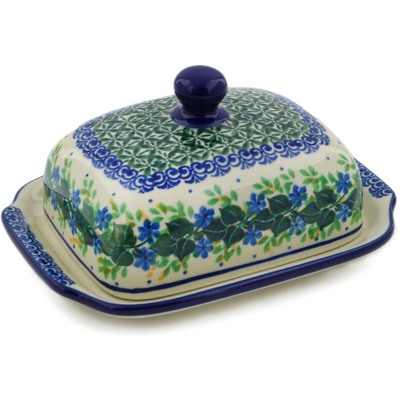 Polish Pottery Butter Dish 7&quot; Aster Wreath